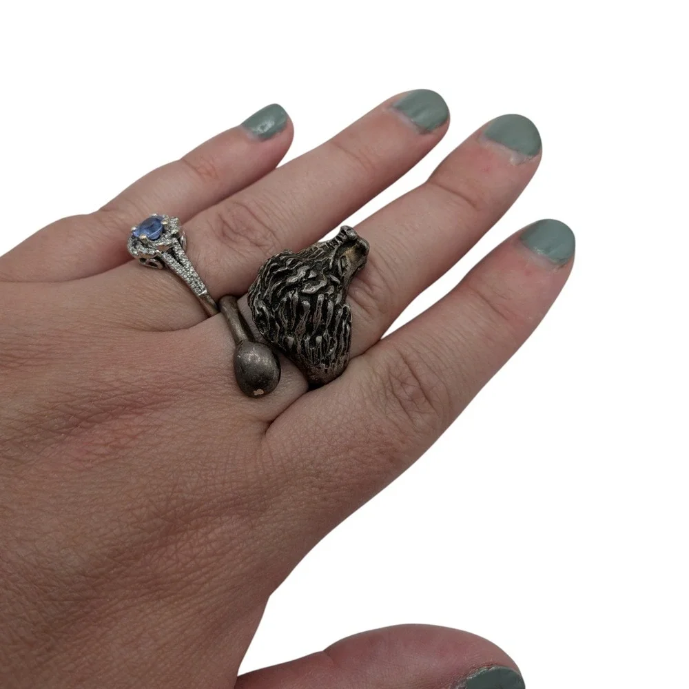 Vintage Mexico‎ Sterling Silver Lion Head Ring Adjustable Signed Mateo MCM